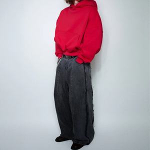 Hoodie vierge de qualité supérieure, coupe ample, en coton épais 400/500 g/m², molleton surdimensionné, fabricant de hoodies personnalisés, hoodie court lourd - Product Image 4