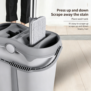 Mopa Plana Giratoria 360 Grados con Cubo, Juego <span class=keywords><strong>de</strong></span> Mopa <span class=keywords><strong>de</strong></span> Microfibra Ecológica para Limpieza en Seco y Húmedo con 2 Cabezales, Venta Caliente <span class=keywords><strong>de</strong></span> Fábrica - Product Image 3