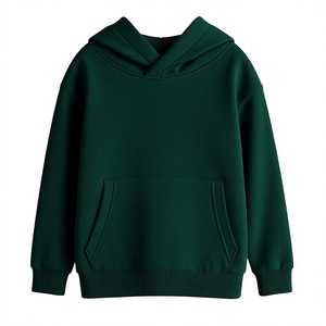 เสื้อฮู้ดสีเขียวเข้มแบบยูนิเซ็กซ์ ทรงโอเวอร์ไซส์ สไตล์ลำลอง สีพื้น มีกระเป๋า ดีไซน์ผ้าถักเฟรนช์เทอร์รี่ เหมาะสำหรับใส่ในฤดูใบไม้ร่วง - Product Image 1