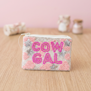 Pochette carrée en coton brodée de sequins et de perles Jaunty Cowgal, faite à la main, pour usage quotidien - Product Image 3