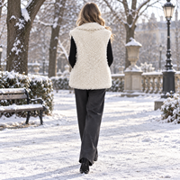 Gilet sans col en fausse fourrure, coupe carrée, trois boutons, poches plaquées, style urbain automne-hiver, OEM