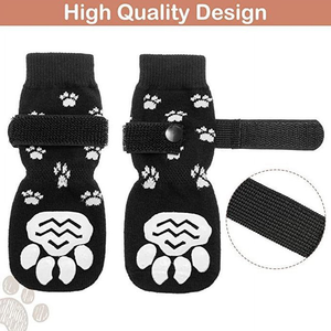 Chaussettes antidérapantes souples pour chien, contrôle de la traction pour l'intérieur sur sols en bois dur, protection des pattes d'hiver pour animaux de compagnie, chaussettes antidérapantes pour chien avec sangles - Product Image 3