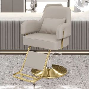 Chaise de coiffure de salon de beauté de luxe en acier inoxydable avec base dorée, cadre en métal, pour la coupe de cheveux - Product Image 5