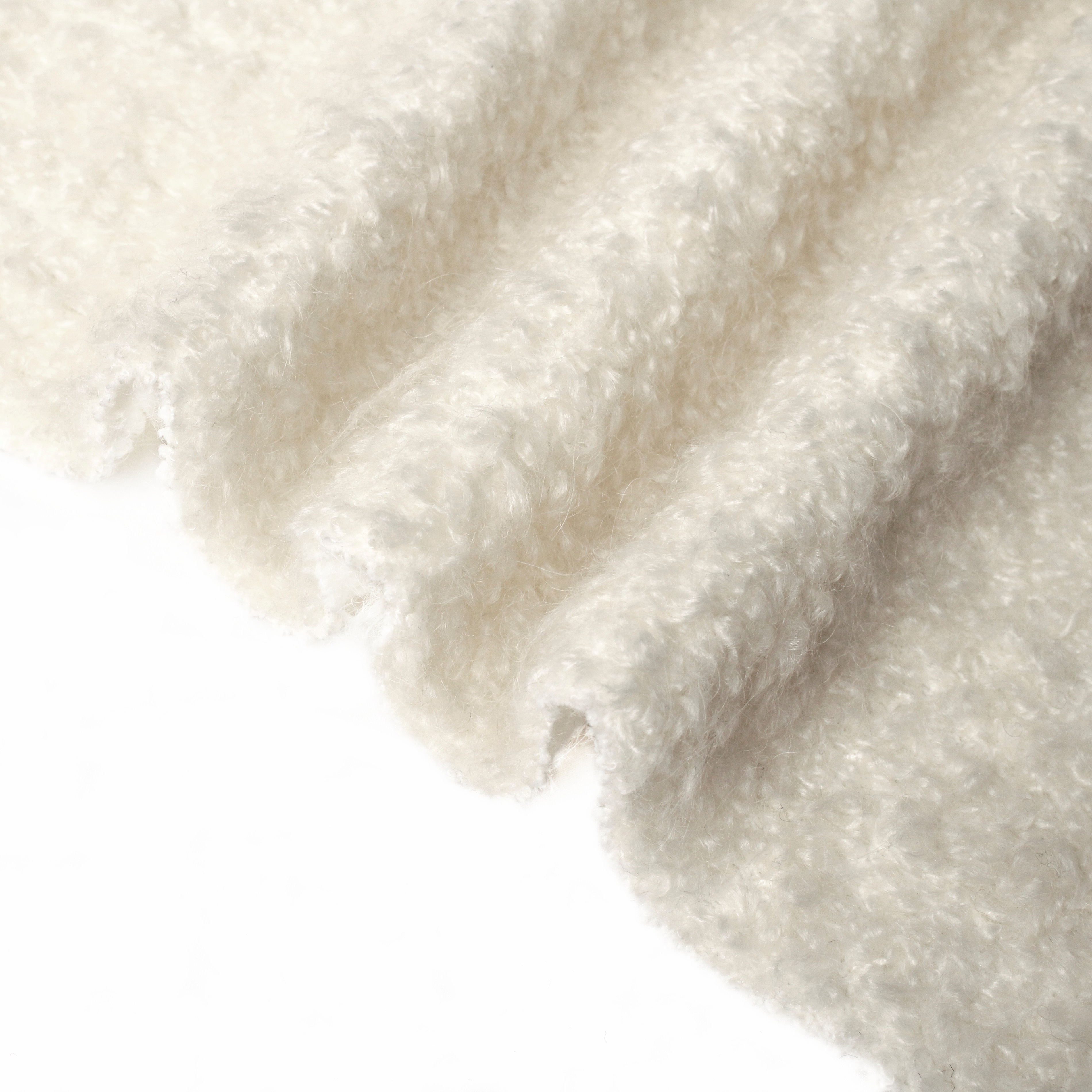 26 27Winter Fall Free Sample Italian Similar Fashion Pure White Fleece Boucle Cashmere Mohair Wool Fabric for Suit Coat Trousers