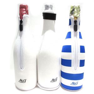 RYO Portable 750ml Cans Tote Cooler Blank White Sublimation Neoprene Insulated Waterproof Zipper Closure Foldable <b>Bottle</b> Holder - Product Image 2