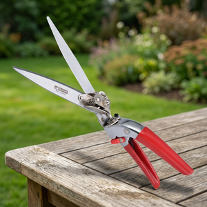 90 Degree Rotating Grass Cutting <b>Shear</b> with Anti-Slip Grip Chrome Plated S50C Carbon Steel Blades (Silver/Green/Red) - Product Image 3
