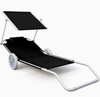 Chaise de plage pliable minimaliste moderne avec roulettes et dossier pare-soleil, avec rangement intégré