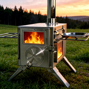 Poêle à bois portable INBESTCAMP, fabricant, taille améliorée, <span class=keywords><strong>chauffage</strong></span>, échantillon en verre portable sans fumée, national - Product Image 1