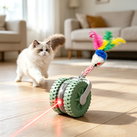 Jouet interactif moderne haut de gamme pour chat : balle roulante silencieuse en TPR avec baguette, rechargeable par USB pour l'exercice des chats