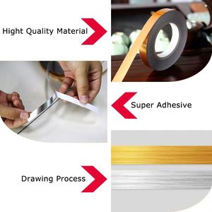 Autocollant mural auto-adhésif couleur or pour carrelage, ruban de finition pour joint de carrelage, décoration murale pour la maison - Product Image 5