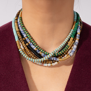 Collana all'ingrosso in acciaio inossidabile in oro bohémien collana in acciaio inossidabile fatta a mano Malachite tigre occhio guarigione pietra di perline per le donne ragazze - Product Image 6