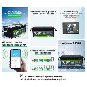 Batteria LiFePo4 Semi-Solid State 12V/24V 200Ah IP66, 9000 Cicli, <span class=keywords><strong>3</strong></span> Anni di Garanzia per Dumper, Bulldozer, Golf Cart, Camper e Uso Domestico - Product Image 5