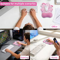 Tapis de clavier et de souris en mousse à mémoire de forme personnalisé avec repose-poignet, motif cheval rose de dessin animé, 235x220mm, antidérapant, anti-rayures, protège les mains et les poignets