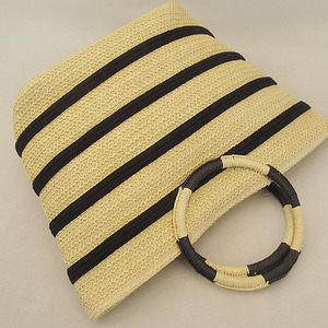 <span class=keywords><strong>Sac</strong></span> de plage tendance en paille de papier naturelle tressée, <span class=keywords><strong>sac</strong></span> fourre-tout en <span class=keywords><strong>corde</strong></span> de coton à rayures, poignée ronde - Product Image 4