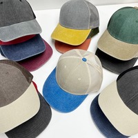 Casquette de baseball trucker en jean délavé bicolore vintage avec logo brodé personnalisé et maille en coton
