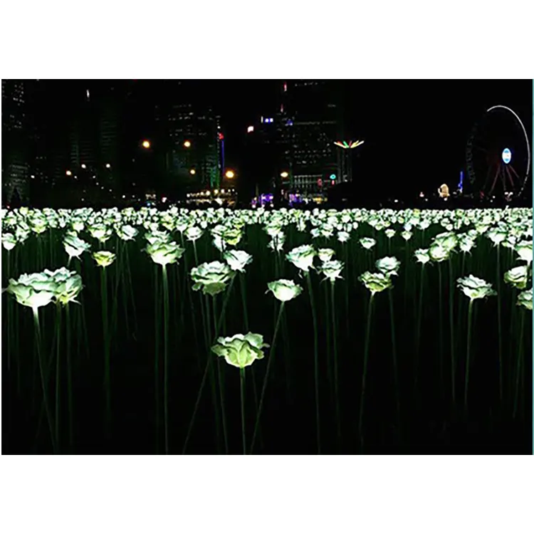 Wedding decoration plastic DMX Programmable color changing led rose flower stand with stems holiday lighting