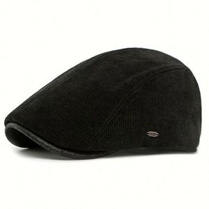 Autumn Winter Thickened Warm Hat British Men's Corduroy Ivy Hat - Product Image 2