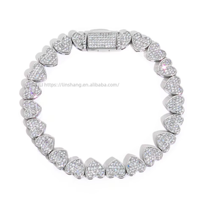 Flip Buckle <b>Love</b> Chain <b>Bracelet</b> Men's Zircon Jewelry Accessories Customization Tanjing - Product Image 5