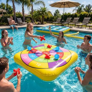 Oferta Especial: Juego de Piscina Inflable 2 en 1, Gigante Tic Tac Toe con Bolsas de Frijoles, Juguete Acuático Flotante de Doble Cara, Plegable para Verano - Product Image 6