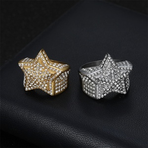 Fashion Personalized Jewelry <b>Ring</b> <b>Men</b> Punk Full Diamond Star Hoop <b>Rings</b> - Product Image 3