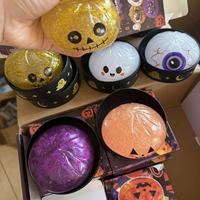 Nouveau jouet Squishy à motif Halloween, boulette de pectine à remontée rapide, 8,5 cm, en forme de chou-fleur, avec boîte de cuisson vapeur noire