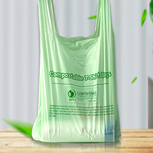 Custom Non-plastic Printed Supermarket Compostable Food Pack T-shirt Handle Carry-out Bag <b>Biodegradable</b> PLA Shopping Exhibition - Product Image 2