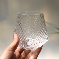 Gobelet en verre texturé martelé de style japonais à six bords, résistant à la chaleur, pour eau, jus, thé, maison, bureau