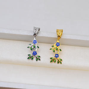 Colgante de Plata 925 Hecho a Mano con Diseño Barroco de Flor y Hoja en Resina Epoxi para Mujer, Base Hueca con Perla de Forma Especial, Componente para Joyería DIY - Product Image 2