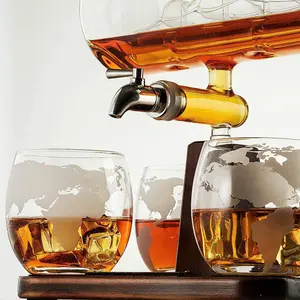 Diskon besar Harga murah desain baru global Barrel Whiskey Glass Decanter Glassware Set gelas botol cangkir
