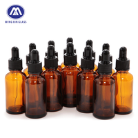 Bouteilles en Verre Personnalisées de Luxe 50 ml, 30 ml, 10 ml pour Sérum Premium, Huile Essentielle Ambrée Bleue, Soins Capillaires avec Vaporisateur et Compte-gouttes