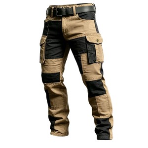 <span class=keywords><strong>Pantaloni</strong></span> Tattici Utility Estivi da Uomo 100% Cotone con <span class=keywords><strong>Tasche</strong></span> Multiple e Patchwork Bicolore - Product Image 3