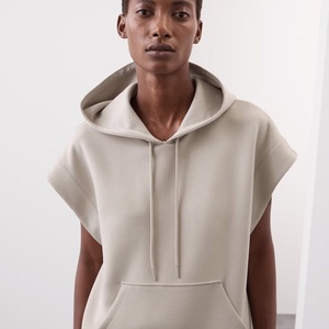 <span class=keywords><strong>Felpa</strong></span> da donna in denim con <span class=keywords><strong>cappuccio</strong></span>, <span class=keywords><strong>maniche</strong></span> <span class=keywords><strong>corte</strong></span>, spalle scese, coulisse e tasche grandi, con fibbia in lega - Nuovo arrivo UK Single Spring - Product Image 4