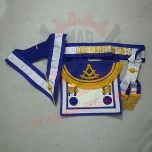 Regalia masónica púrpura y blanca, delantal de rito escocés con camiseta de Metal, flecos dorados - Product Image 5