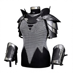 Steel Chainmail Armor Set With Shoulder Pauldrons And Arm Guards Silver Plated Fashion Costume Wearable Metal Craft - Product Image 2