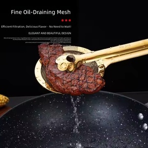 Cuchara coladora multifuncional <span class=keywords><strong>2</strong></span> en 1 de acero inoxidable 304 con pinza para alimentos, herramienta de cocina para freír, pinza con malla filtrante. - Product Image 2