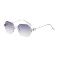 Nouvelles Lunettes de Soleil Rétro Sans Monture UV400 Amincissantes Style Instagram Tendance Transfrontalière Haut de Gamme Vente en Gros pour Femmes 2026