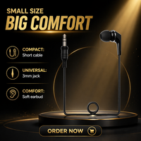 Écouteur universel 3,5 mm pour téléphone portable, oreillette simple, écouteurs MP3 à ligne courte, écouteurs flexibles Bluetooth