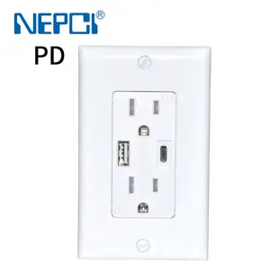 Enchufe de pared USB de carga rápida estadounidense con USB tipo A y C Receptáculo de carga rápida de EE. UU. ETL Listed American Fast Charge