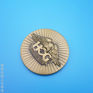 Pièce commémorative 3D personnalisée en alliage de zinc, moulée sous pression, avec relief d'aigle, plaquée or antique, médaille de collection, cadeau promotionnel - Product Image 1