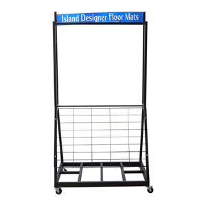 Hiện đại xoay kim loại lưới Bảng điều chỉnh Thảm hiển thị đứng đơn giản Rack hiển thị với bánh xe cho thảm hiển thị - Product Image 2