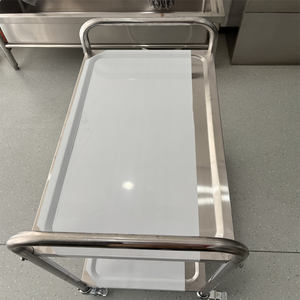 Chariot de service alimentaire commercial en acier inoxydable 304, 2 étages, grande capacité de charge, finition brossée mate, roulettes - Product Image 4