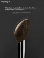 Pinceau de maquillage professionnel de luxe en poils de chèvre naturels, pour poudre libre, personnalisable avec logo OEM, marque privée