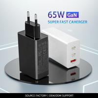 HNT OEM 65W US/EU Plug Pengisi Daya Cepat GaN 3-Port Berdaya Tinggi dengan Adaptor Pengisian Daya Ganda untuk Samsung Galaxy S25 S24 Ultra