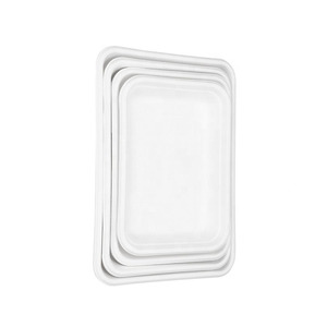صواني تقديم طعام للاستخدام مرة واحدة مقاس 14 × 10 × 0.9 بوصة للحفلات، صينية مستطيلة كبيرة قابلة للتحلل من لب قصب السكر - Product Image 3