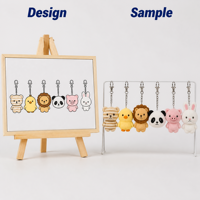 Ensemble de porte-clés en peluche animaux mignons personnalisés OEM, pendentifs en peluche 2D à 3D, faible MOQ, logo personnalisé pour breloque de sac, cadeau CE