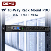 PDU Rak 1U 19 Inci dengan Pemutus Sirkuit 1P, 10 Outlet IEC C13 10A 2500W untuk Kabinet Server Pusat Data OEM ODM CE