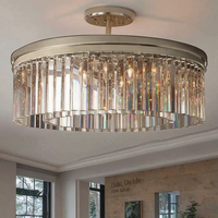 American Odeon LED Lustre de plafond de luxe Vintage Prismatic Glass Rustic Restoration Home Lighting