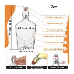 Frasco de vidrio para whisky de 12oz, botellas de vidrio abatibles para agua Lemoncello Kombucha, regalos de boda de Navidad - Product Image 2