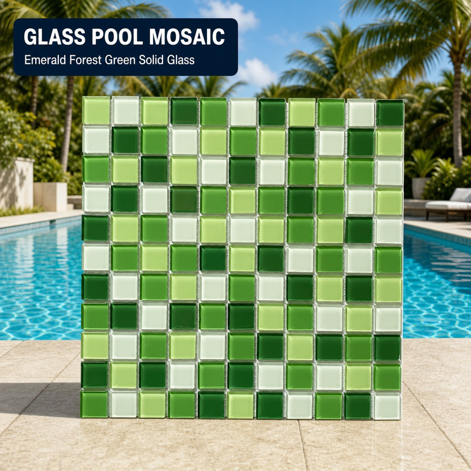 Factory Direct Emerald Glass Mosaic Tile Low Water Absorption for ...