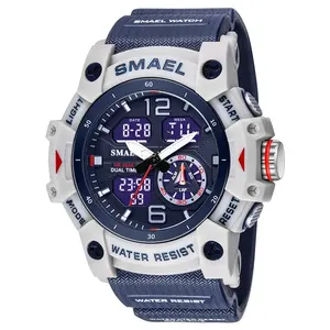 Tiktok Trend Luxus uhr SMAEL 8007 Kunststoff analoge wasserdichte Sport uhr relojes de hombre Uhr für Männer Digital Sport